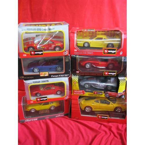 324 - A selection of Burago die-cast Ferrari cars, all boxed