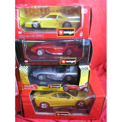 324 - A selection of Burago die-cast Ferrari cars, all boxed