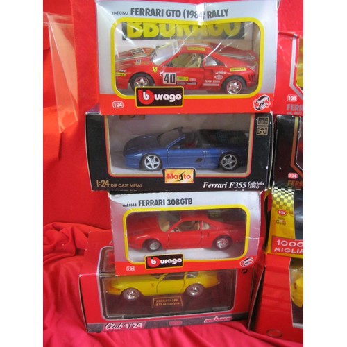 324 - A selection of Burago die-cast Ferrari cars, all boxed