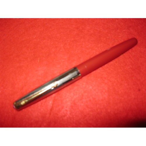 157 - A Conway Stewart Conway 57 pressac fill fountain pen in red, marked 'Fine 32/6' to barrel, 14ct gold... 