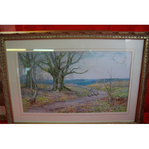 3 - 4 prints of country views, framed and glazed in decorative gilt frames