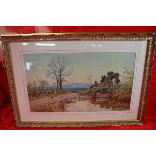 3 - 4 prints of country views, framed and glazed in decorative gilt frames