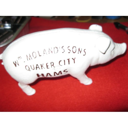 30A - A cast iron Wm Moland's Hams retro-style advertising pig