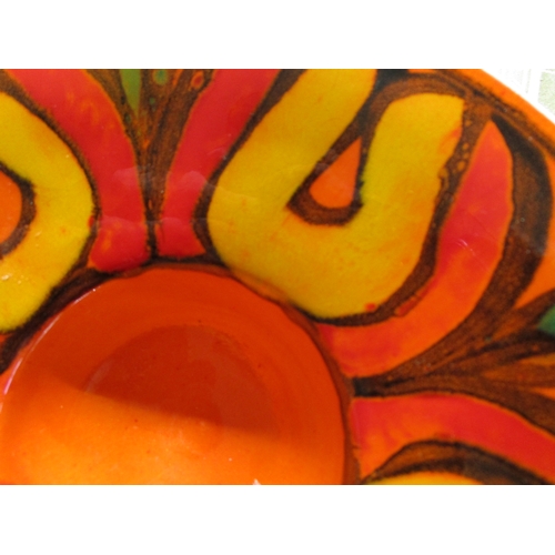 102 - Beautiful orange Delphis footed bowl shape 76 painted by Carole Beach  1966 to 69 which makes it an ... 