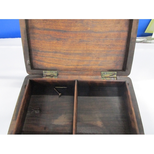 373 - Three wooden items a card box and two vanity mirrors one as a brush style the other with a rear supp... 