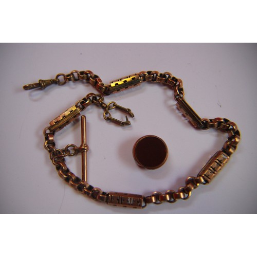 385 - A substantial 9ct gold watch chain with spinner, the spinner detached, total approx weight 32.9g, th... 