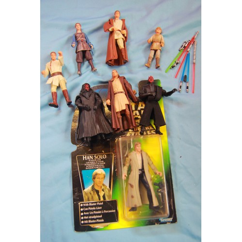 372 - A Star Wars Episode 1 Hans Solo figure in packaging (partially opened) and a number of other figures... 