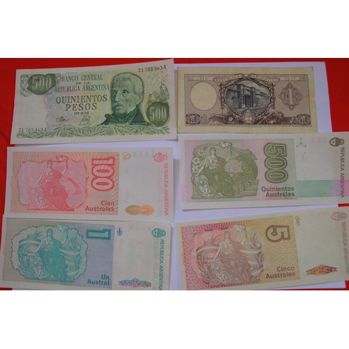 187 - A selection of 36 Argentinian banknotes, many in uncirculated condition