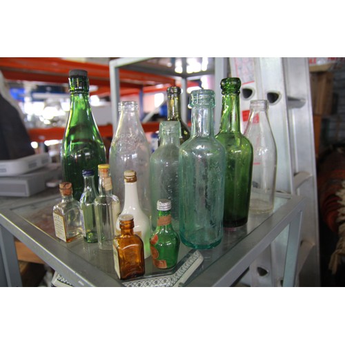 90 - Selection of vintage bottles and miniature bottles (empty)