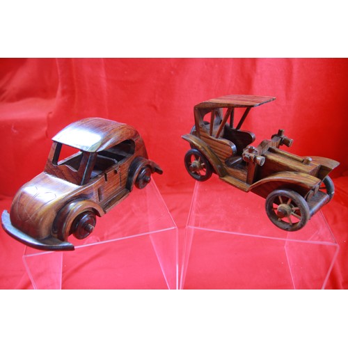 374 - x2 vintage wooden cars