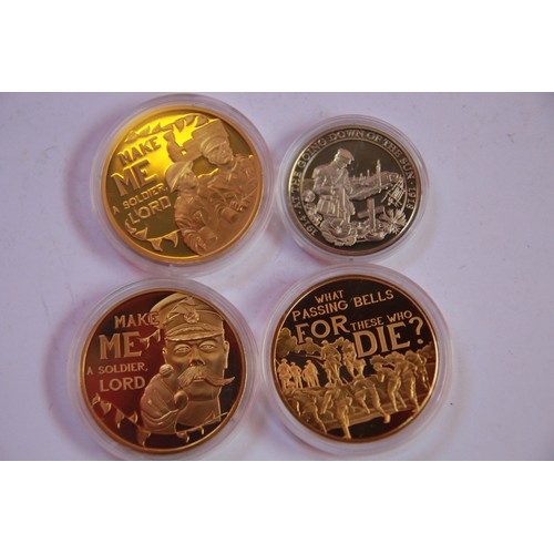 118 - 4 WW1 commemorative coins comprising 3 x Jersey gold-plated 50p (2 x 2014 Lord Make me a Soldier and... 