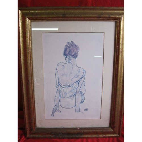 11 - Egon Schiele (Austrian, 1890-1918), Seated Woman, offset lithograph, framed and glazed