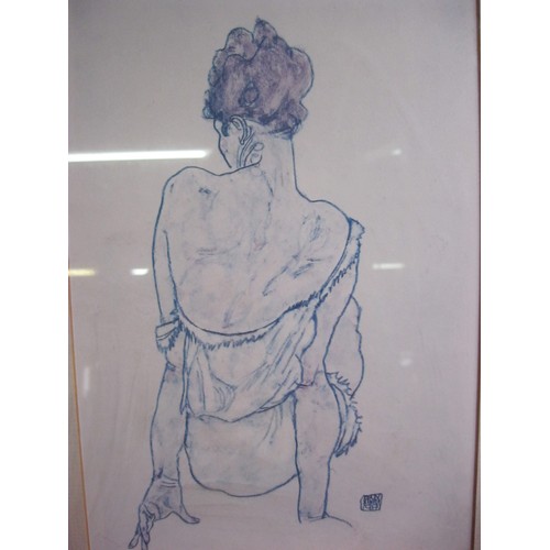 11 - Egon Schiele (Austrian, 1890-1918), Seated Woman, offset lithograph, framed and glazed