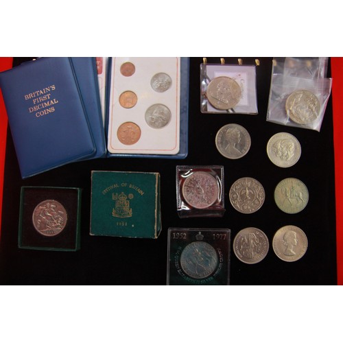 110 - A selection of commemorative crowns, £5 coins and decimal sets