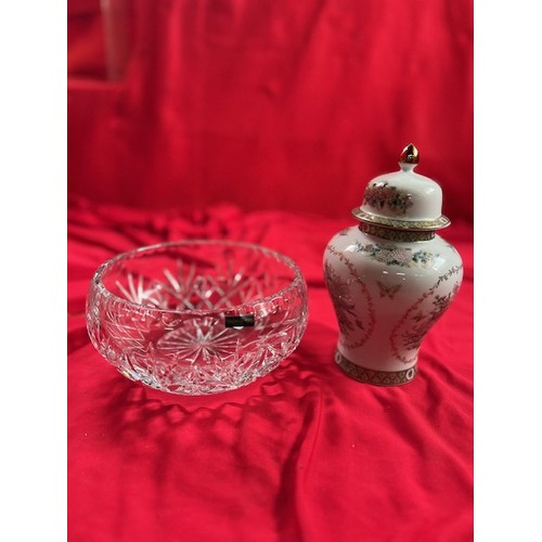 49 - Thomas Webb Crystal Bowl and Decorative Ginger Jar