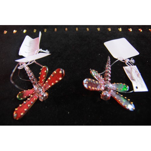 44 - 8 boxed Russ Berrie glass dragonfly ornaments, all boxed