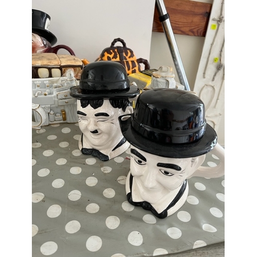 8 - Teapot collection - including Mad Hatter, Laurel & Hardy. Trotters etc