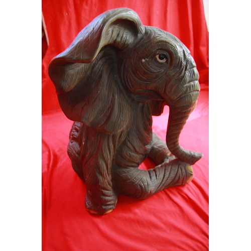 212A - Large (approx 16in tall) Resin Sitting Elephant