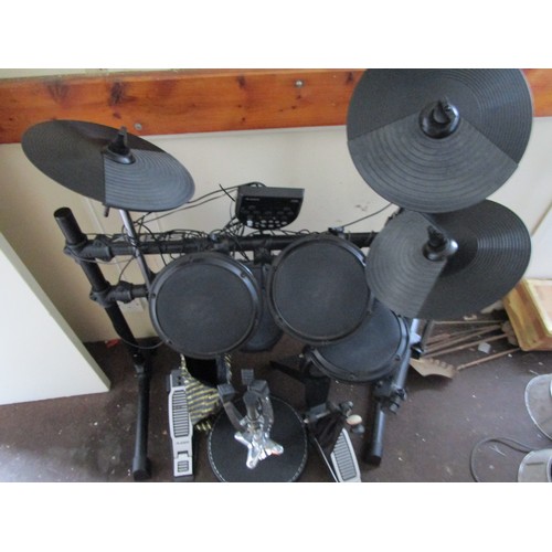 202 - An Alesis DM6 Electronic Drumkit with sticks and folding stool, in full working order