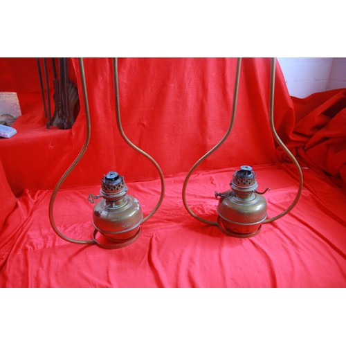 175 - x2 Antique Victorian Hanging Oil Lamps