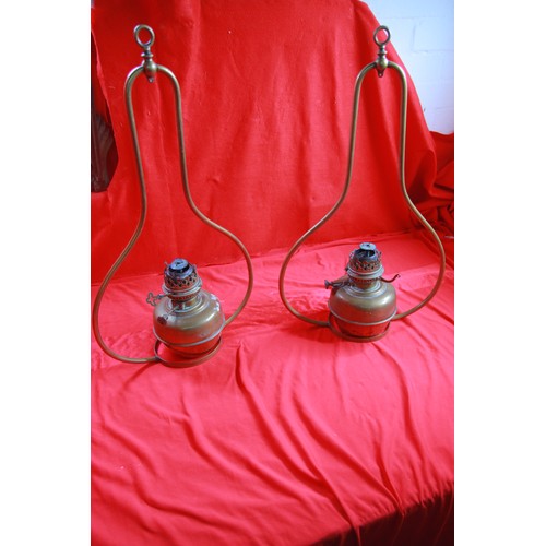 175 - x2 Antique Victorian Hanging Oil Lamps