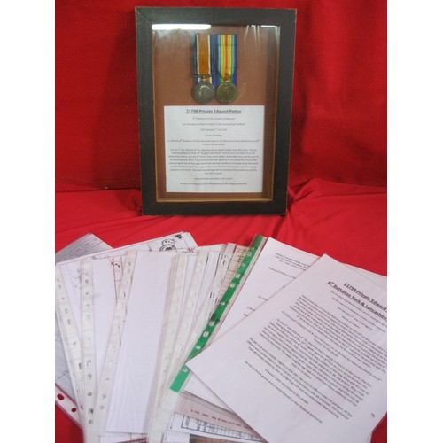 189 - 1st July 1916 Somme Casualty Medals WW1 British War Medal & Victory Medal 21798 Pte Edward Potter 8t... 