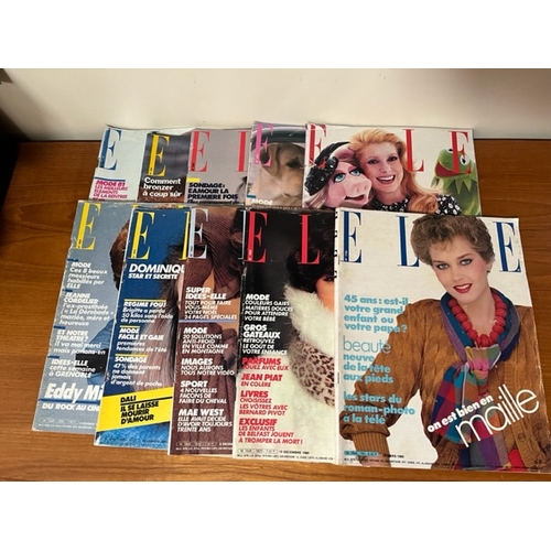 214 - Ten 1980's French Elle Magazines.  Generally in good order, with some wear