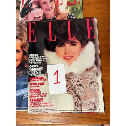 214 - Ten 1980's French Elle Magazines.  Generally in good order, with some wear