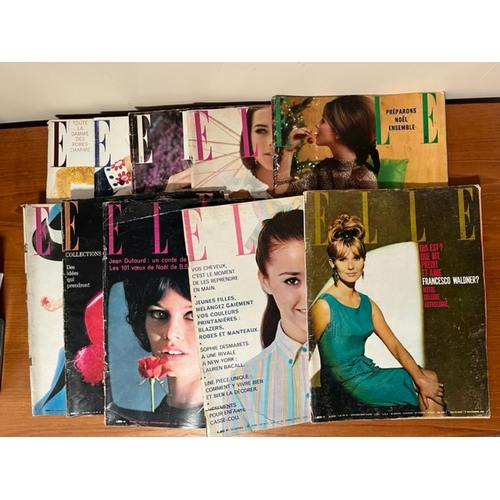 216 - Ten Vintage 1960's French Elle Magazines.  Generally in good order, with some wear