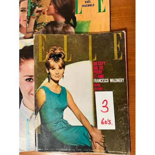216 - Ten Vintage 1960's French Elle Magazines.  Generally in good order, with some wear