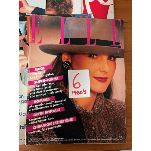 219 - Eight 1980's French Elle Magazines.  Generally in order, with some wear