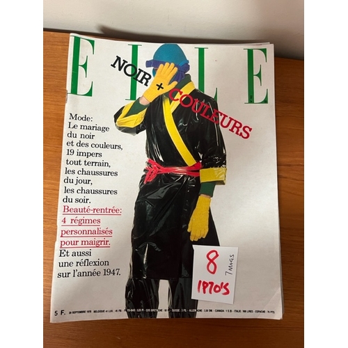 221 - Seven 1970's French Elle Magazines.  Generally in good order, with some wear