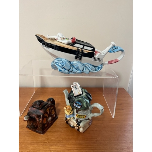 224 - Three Collectors Teapots A/F.  Includes a rare Swineside Tea Lady Pot.  Sadly missing its lid