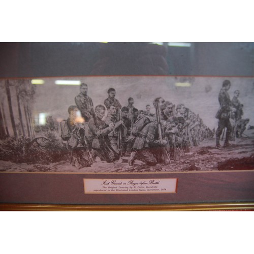 315 - A pair of framed and glazed military prints comprising 'The Irish Guards in Prayer before Battle' an... 