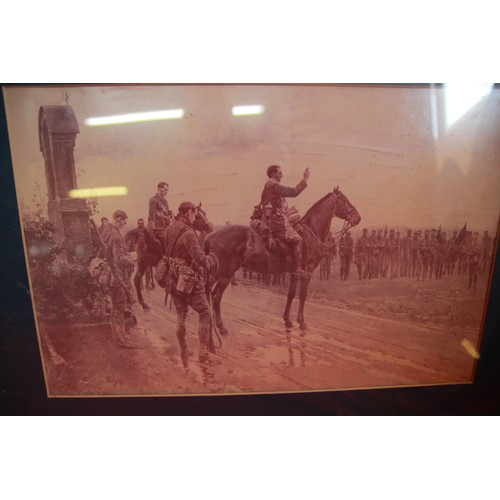 315 - A pair of framed and glazed military prints comprising 'The Irish Guards in Prayer before Battle' an... 