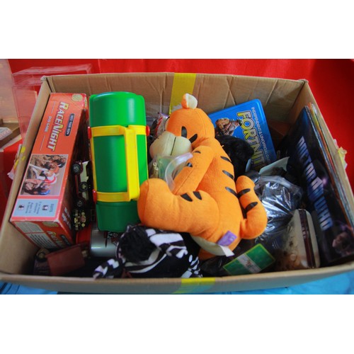 335 - A box of assorted toys including vintage