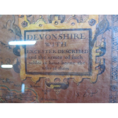 351 - A framed and glazed map of the County of Devonshire