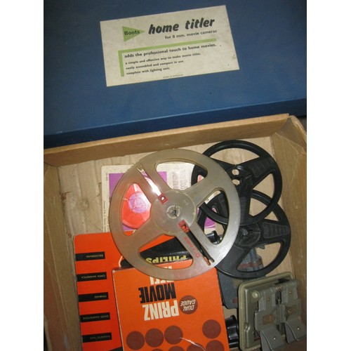 348 - A box of 8mm cinefilm and editing equipment