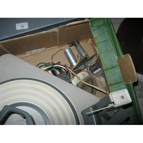 343 - A vintage Monarch turntable, uncased, with associated electrical parts (wooden case had woodworm and... 