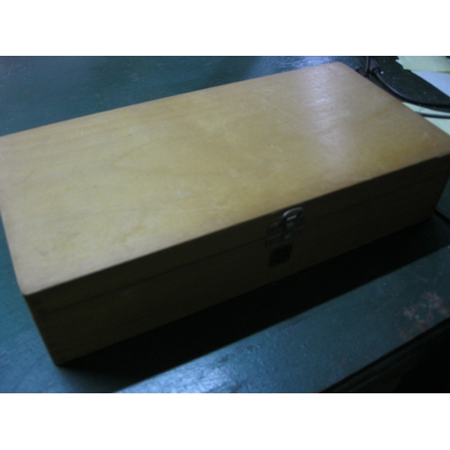 404 - A wooden Johnson 'Sixty Six' slide box containing late 1950s glass slides, full, 100 capacity