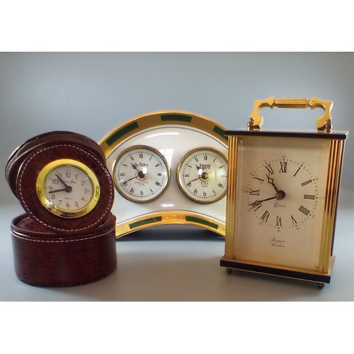 250A - A selection of 3 clocks comprising a rare 1988 Aynsley Commemorative Clock, a solid brass Rapport of... 