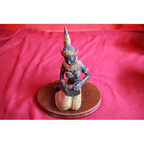 9 - Bronze Thai Teppanom playing a drum 22cm tall