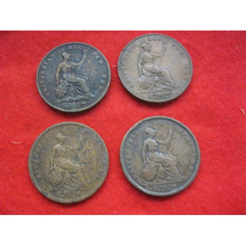 171 - 4 antique copper 1d coins (cartwheels) comprising George IV 1826, William IV 1831 and 2 Victoria 185... 