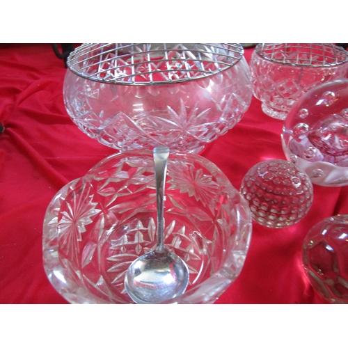 210 - Two glass bowls with flower support holders in both one Eight inch the other Four inch along with th... 