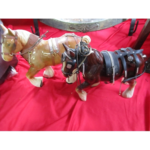 218 - A pair of ceramic shire horses by unknown maker