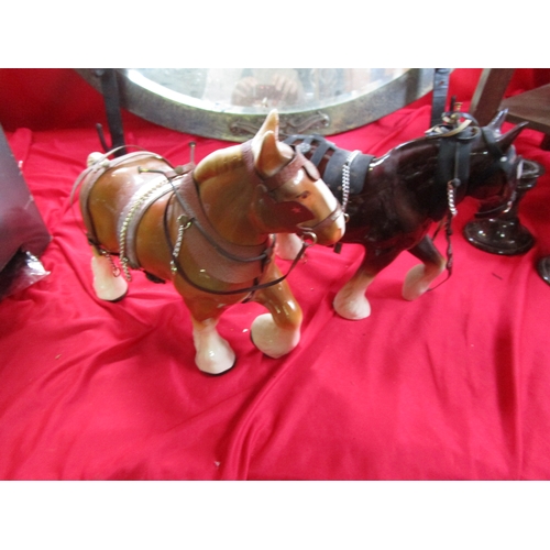 218 - A pair of ceramic shire horses by unknown maker