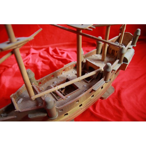 350 - A vintage model of a galleon, not complete or finished