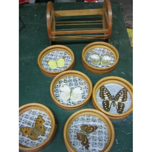 86 - Set of antique Butterfly Coasters