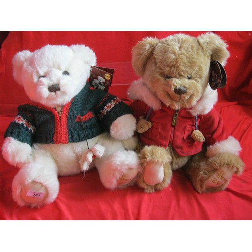 356 - A pair of Harrod's Christmas Bears in excellent condition, 2006 & 2007, with tags