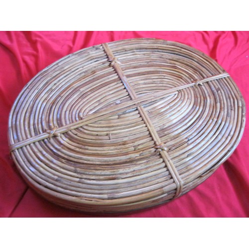 422 - An Italian brass edged bamboo or wicker tray, oval, 16